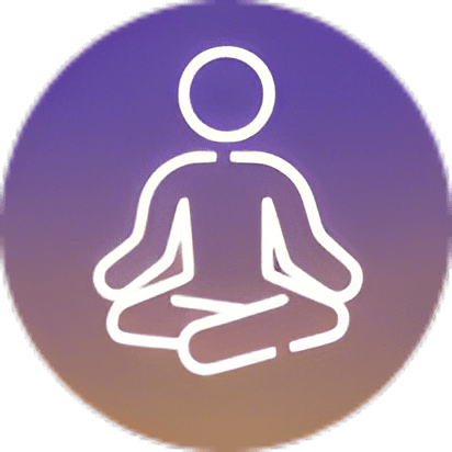 Icon of person meditating in lotus position.